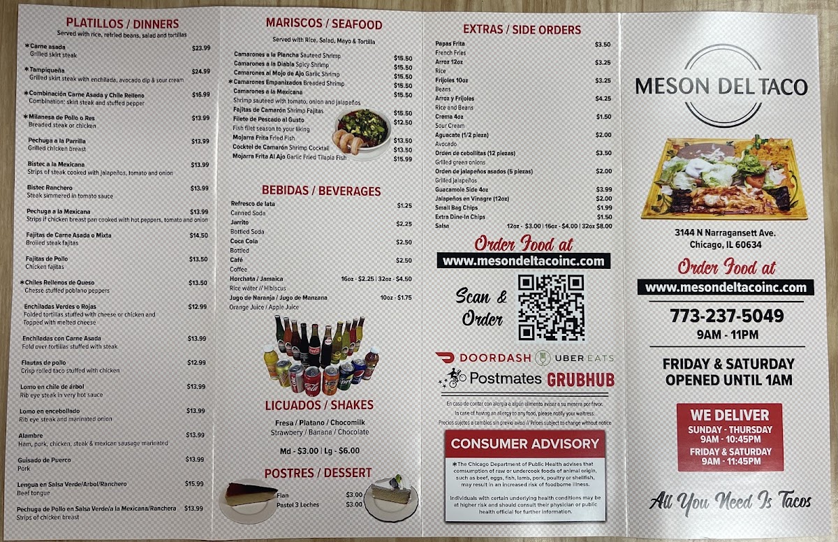 Meson Del Taco Menu - Image 1
